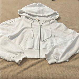 White Cropped Hoodie